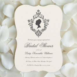 Invitación Ducha de Novia Dama de Regencia en Escudo Marfil A