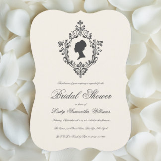 Invitación Ducha de Novia Dama de Regencia en Escudo Marfil A