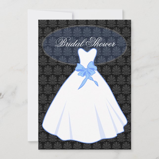 Invitación Ducha de novia Damask elegante de presupuesto (Anverso)
