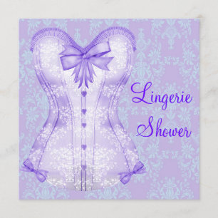 Invitación Ducha de novia Damask Purple Corset Lingerie