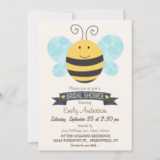 Invitación Ducha de novia de abeja blanca y amarilla