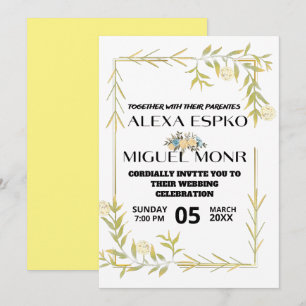 Invitación Ducha de novia de abeja flores amarillas fiesta