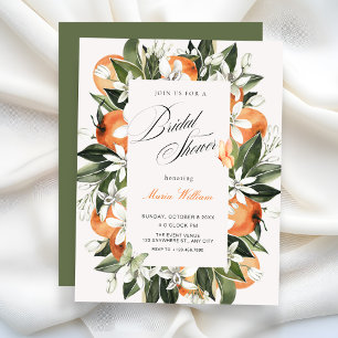 Invitación ducha de novia de acuarela de hojas botánicas