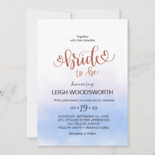 Invitación Ducha de Novia de Acuarela de Playa en Aqua y Dora