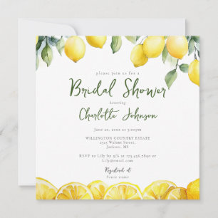 Invitación Ducha de Novia de Acuarela Moderna de Limones Cítr