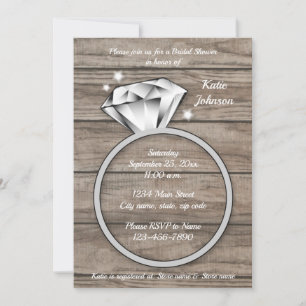 Invitación Ducha de novia de anillo de diamante de madera rus