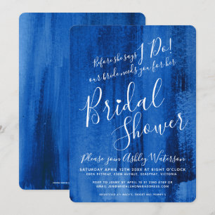 Invitación Ducha de novia de arte azul profundo de zafiro