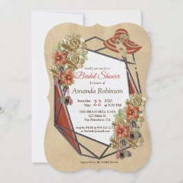Invitación Ducha de novia de arte de cuero cembro geométrico