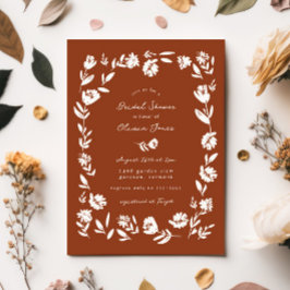 Invitación Ducha de novia de borde de flor caprichosa dibujad
