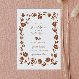 Invitación Ducha de novia de borde de flor caprichosa dibujad