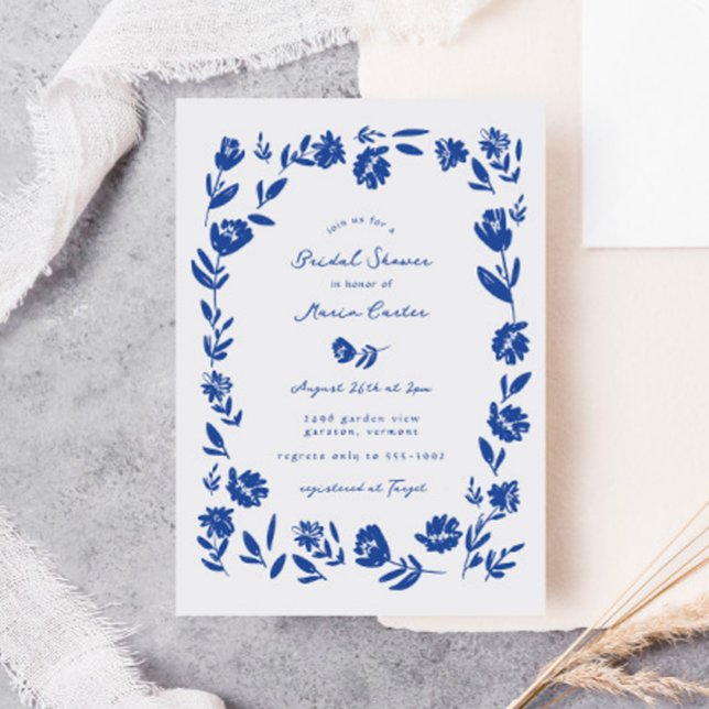 Invitación Ducha de novia de borde de flor caprichosa dibujad (Subido por el creador)
