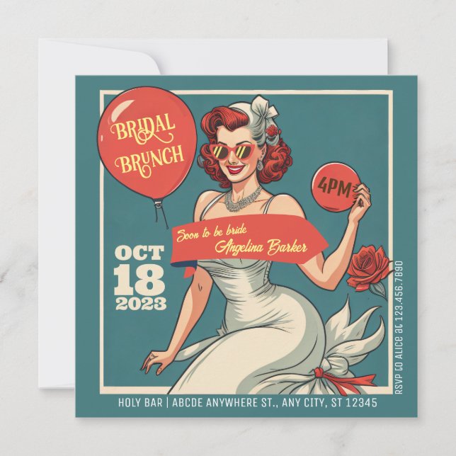 Invitación Ducha de novia de Brunch Bridal (Anverso)