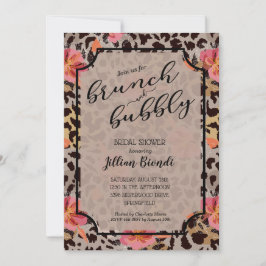 Invitación Ducha de novia de Brunch Bubbly Leopard
