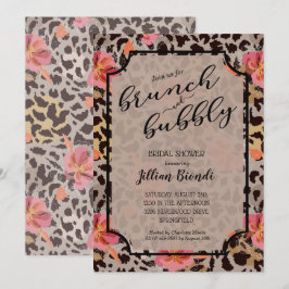 Invitación Ducha de novia de Brunch Bubbly Leopard