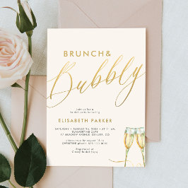 Invitación Ducha de novia de brunch y champán dorado burbujea