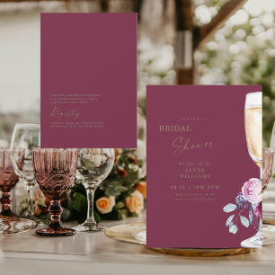 Invitación Ducha de novia de Burgundy Champagne Fall