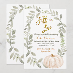 Invitación Ducha de Novia de Calabaza Acuarela con Verdor