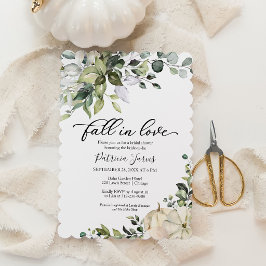 Invitación Ducha de Novia de Calabaza Blanca con Verdor Otoña