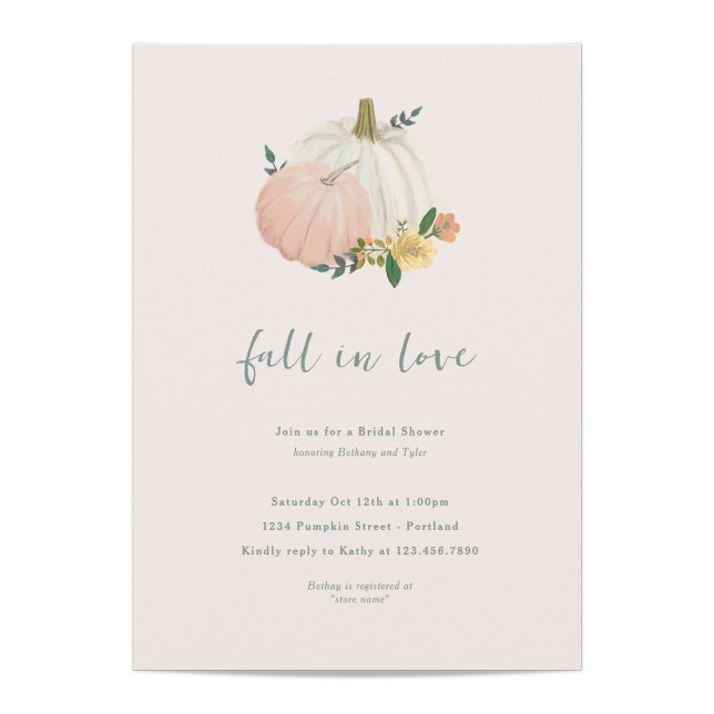Invitación Ducha de novia de calabaza de calabaza rosa y salv (Subido por el creador)