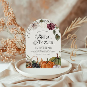 Invitación Ducha de novia de calabaza de flores rojas