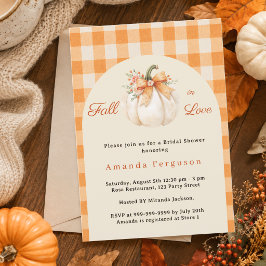 Invitación Ducha de novia de calabaza naranja de cuadros enam