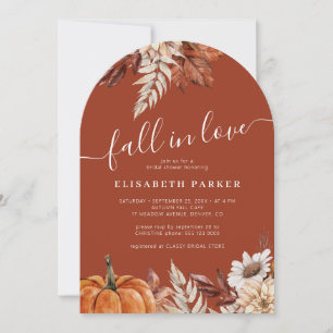 Invitación Ducha de novia de calabaza Terracotta Fall in Love