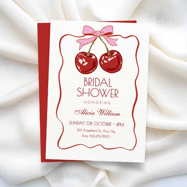 Invitación Ducha de novia de cereza linda roja (Subido por el creador)