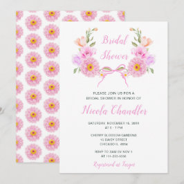 Invitación Ducha de novia de cinta rosa floral