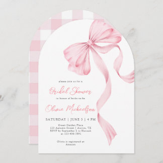 Invitación Ducha de novia de cinta rosada de vaca de Rubor