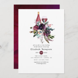 Invitación Ducha de novia de ciruela borgoñona de vino rojo