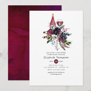 Invitación Ducha de novia de ciruela borgoñona de vino rojo