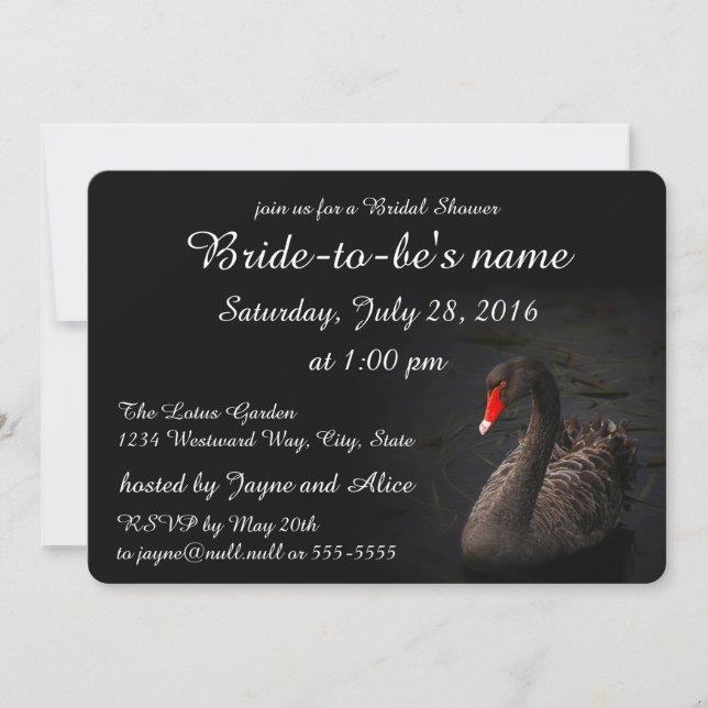 Invitación Ducha de novia de cisne negro (Anverso)