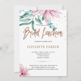 Invitación Ducha de novia de cobre rosa rubio de almuerzo de