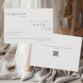 Invitación Ducha de novia de código QR Beige contemporáneo
