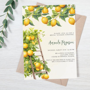 Invitación Ducha de novia de color amarillo cítrico limón