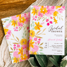 Invitación Ducha de novia de color amarillo rosa rosa pálido