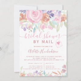 Invitación Ducha de novia de color floral pastel por correo