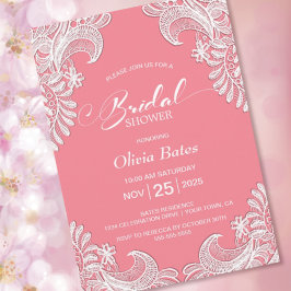 Invitación Ducha de novia de color rosa