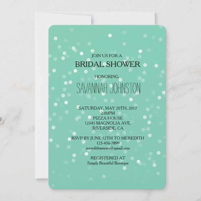 Invitación Ducha de novia de Confetti en Casa Blanca (Anverso)