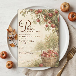 Invitación Ducha de Novia de Cosecha de Manzanas Otoñal Rústi