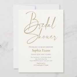 Invitación Ducha de novia de crema blanca dorada plateada min