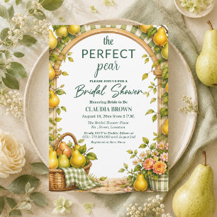 Invitación Ducha de Novia de Cuadro Verde Perfecto Pera