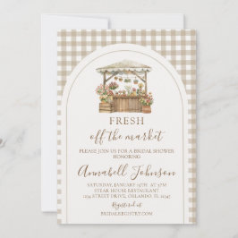 Invitación Ducha de Novia de Cuadros Marrones Frescos Del Mer