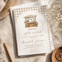 Invitación Ducha de Novia de Cuadros Marrones Frescos Del Mer