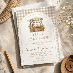 Invitación Ducha de Novia de Cuadros Marrones Frescos Del Mer