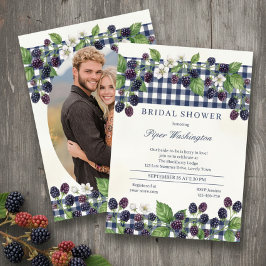 Invitación Ducha de novia de cuadros negros de mora enamorada