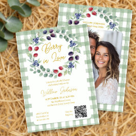 Invitación Ducha de Novia de Cuadros Verde Salvia en Amor a l