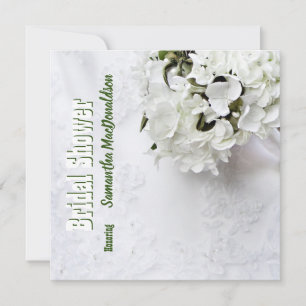 Invitación Ducha de novia de damasco de ramo verde
