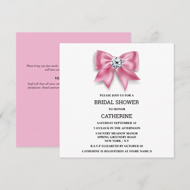 Invitación Ducha de novia de diamante con shimmer de arco ros (Anverso / Reverso)