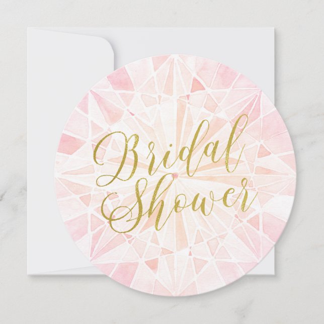 Invitación Ducha de novia de diamante rosa (Anverso)